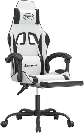 Ігрове крісло з підставкою для ніг, крісло для ПК, геймерське крісло, ігрове крісло, крісла для домашнього офісу, крісла для ігор, комп&39ютерне крісло, крісло для PlayStation, біла та чорна штучна шкіра