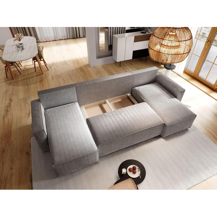 Кутовий диван Masseno ASPRA з функцією сну, U-подібний, диван з відділенням для зберігання речей, диван для вітальні, кушетка, диван-ліжко, комплект диванів - бежевий, POSO 02