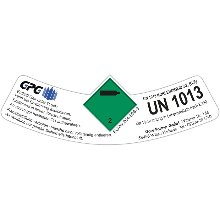 Балон з вуглекислим газом Gases Partners 2 кг/газовий балон, наповнений 2 кг вуглекислого газу (CO2) / харчова якість відповідно до E290 / НОВА пляшка / 10 років TV