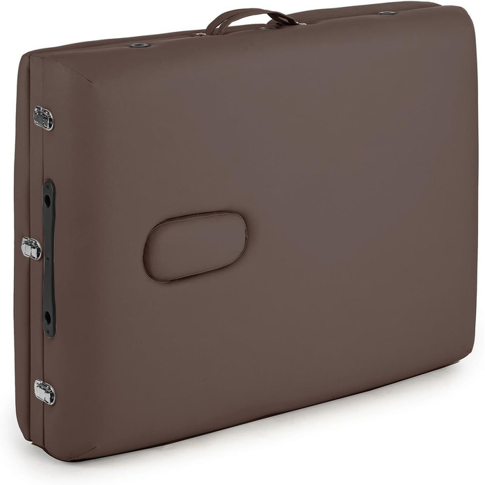 Масажний стіл Klarfit MT 500 - Масажний стіл з підлокітниками та підголівником, складний масажний стіл з 10 положеннями спинки, регульовані підставки для ніг, отвір для обличчя, 10 см підкладка, коричневий