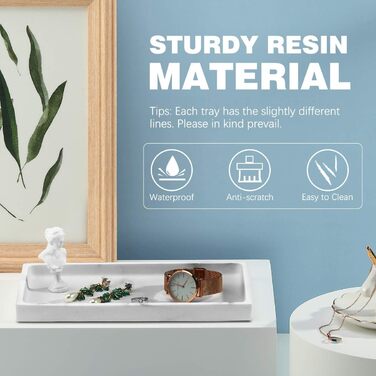 Підставка для ювелірних виробів Emibele Harz, підставка для ювелірних виробів для ванної кімнати, кухні, комода, місце для зберігання косметики, гелю для душу, серветок, парфумів, мила, рушників, шампуню, рослинного декору, середня - білий гравій, 25,5 x 