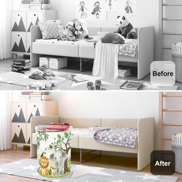 Милий лісовий кошик для білизни з тваринами, великий кошик для зберігання одягу, іграшок та одягу для дому/вуличного використання, слон, 63 л