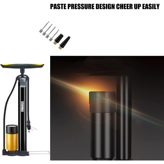 Велосипедний насос високого тиску SZSHIMAO, 160 PSI з клапанами Presta та Schrader, велосипедний повітряний насос з голкою для м&39ячового насоса для велосипедів та баскетбольних м&39ячів, з лічильником Gold