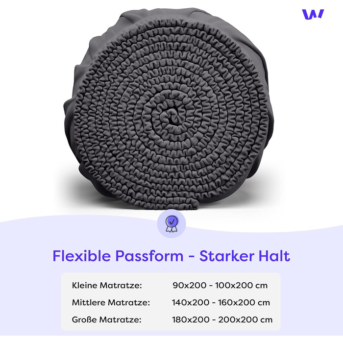 Простирадло на резинці Wolkenfeld 180x200 см - 200x200 см, виготовлене зі 100 бавовни, сертифіковане Oeko-TEX Простирадло на резинці з м&39якого трикотажу 200x200 для матраца та наматрацника до 20 см Антрацит Антрацит 180 x 200 - 200 x 200