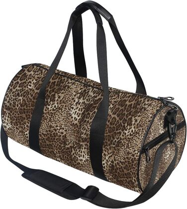Спортивна сумка з леопардовим принтом, коричнева, з міцної тканини, дорожня сумка, для подорожей на вихідні, чоловіча та жіноча, для спорту та на нічліг