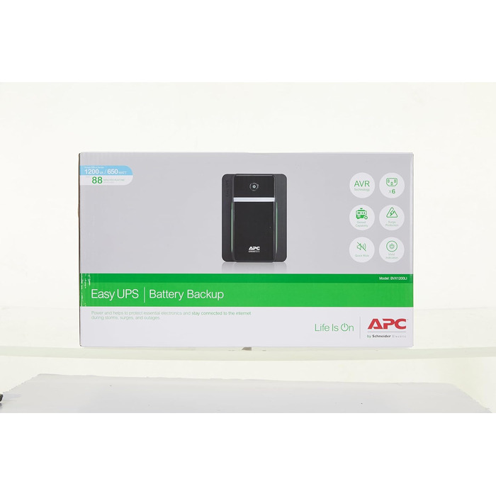 ДБЖ APC Easy UPS - BVX900LI-GR - джерело безперебійного живлення 900 ВА з виходами Schuko, запобіжник акумулятора та захист від перенапруг, резервний акумулятор зі стабілізатором стабілізатора, світлодіодні індикатори (1200 ВА / 650 Вт, IEC - IEC - IEC - 