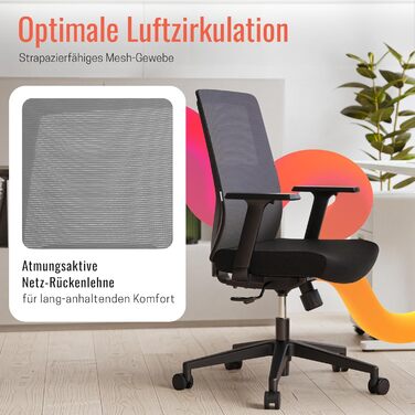 Ергономічне офісне крісло Yaasa Chair Lite, чорного кольору Робоче крісло з поперековою опорою та 1D підлокітниками Обертове крісло з плавно регульованим натягом спинки Домашній офіс та офіс 120 кг, чорний, Lite