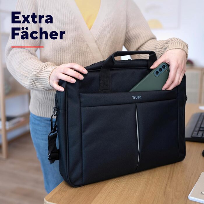 Сумка для ноутбука Trust Primo 16 дюймів, сумка з плечовим ременем, сумка для перенесення з внутрішньою підкладкою для захисту, су