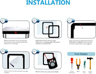 Сітка для мух Pidsen Cat Flap з магнітом, Заслінка для мух для домашніх тварин Автоматичне закриття, Заслінка для собак для сітки від мухи Балконні двері, що замикається на замок, дихаюча для котів Собаки, 29x24 см