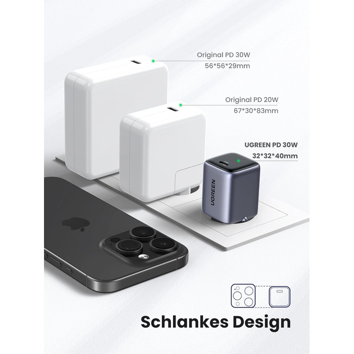 Сумісний з iPhone 16 Pro Max, 16 Plus, 16, 15 Pro, 14, Galaxy S24 Ultra, S23, iPad, Tab A8, Pixel, HomePod (чорний), 30W USB C Pow