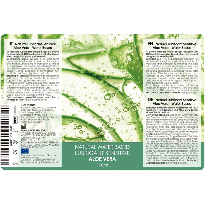 Лубрикант Fantasy Cup Neutral, водна основа, Aloe Vera, 100 мл