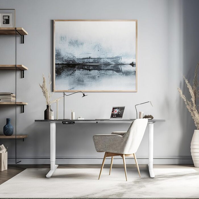 Стіл Duronic TM51 WE з регульованою висотою - електрична рама столу білого кольору для геймерів та офісу