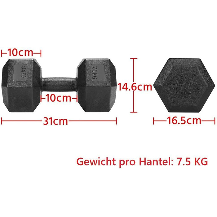 Набір гексагональних гантелей Yaheetech 2 × 7.5 кг