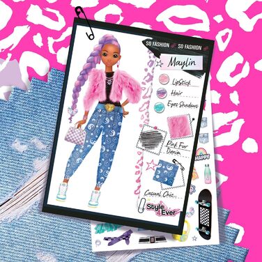 Стиль для всіх - Планшет для дизайнера одягу - Набір для творчого малювання та рукоділля для дітей віком від 6 років - Повний кейс для студії дизайну одягу з тканинами, трафаретами та наклейками - Студія дизайнера одягу OFG 276