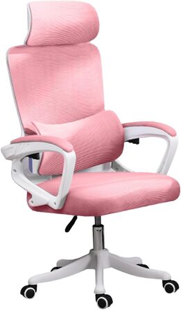 Ергономічне крісло з поперековою опорою Ергономічне крісло, поперекова опора, багатофункціональне крісло, домашнє навчання, комп&39ютерні ігри Сітчасте крісло з високою спинкою (РОЖЕВЕ) Рожеве