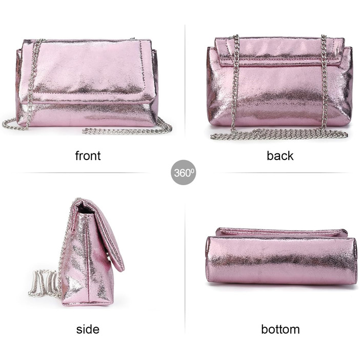 Маленький клатч з ланцюжком, модна сумка через плече, елегантна вечірня сумочка, міні-сумочка, рожевий