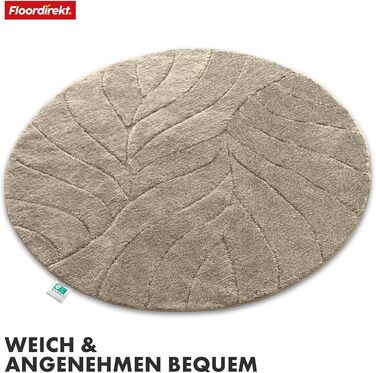 Килимок для ванної Floordirekt - Надзвичайно пухнастий та швидковисихаючий - Килимок для ванної кімнати з нековзною основою - Килимок для ванної Килимок для душу (Maris) (Слонова кістка, круглий 120 см)