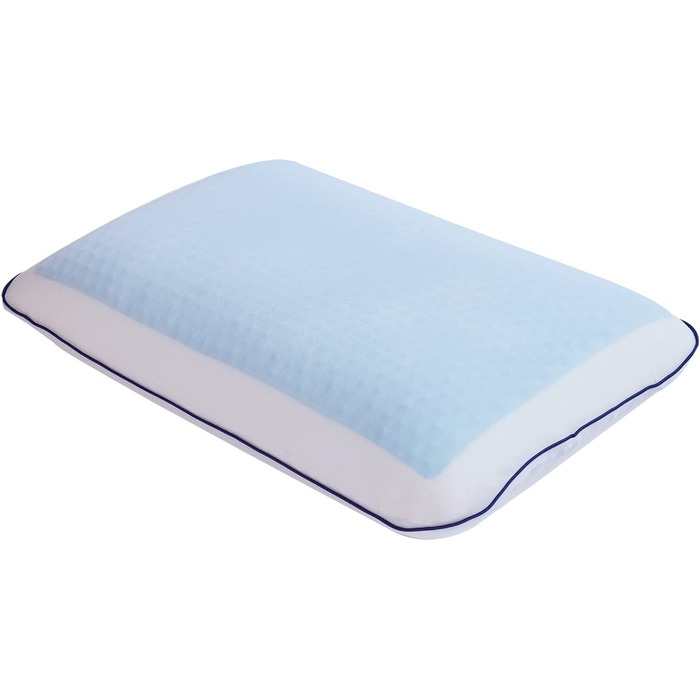 Охолоджувальна подушка Mabel Home з піни з ефектом пам&39яті, термогель, ортопедична подушка для контуру шиї та шийного відділу хребта для сну на боці та спині, ергономічна подушка для ліжка від болю в шиї - синьо-біла