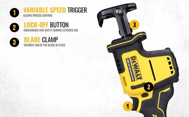 Компактна безщіткова зворотно-поступальна пила DEWALT, 18 В, холостий хід, різне