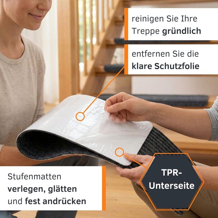 Самоклеючі сходинки GEAR 76x20 см 15 шт. світло-сірі нековзні, миючі килимки для сходів протиковзкий килимок для сходів, ріжучий сучасний сірий захист для сходів у приміщенні 15 шт.