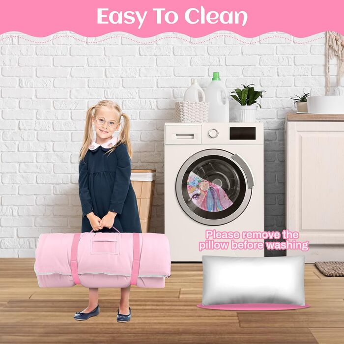 Дитячий спальний мішок зі знімною подушкою, теплий дитячий спальний мішок з подвійною блискавкою для дівчаток та хлопчиків, складний спальний мішок-ковдра для кемпінгу в приміщенні та на свіжому повітрі, єдиноріг 15060 см