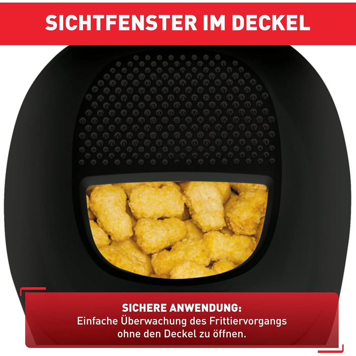 Просто одна електрична фритюрниця Місткість XL для картоплі фрі до 1,2 кг Ексклюзивна система охолодження стін Запчастини, безпечні для миття в посудомийній машині Оглядове вікно регульований термостат Чорний, 1608