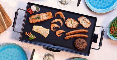 Електричний настільний гриль Bestron, пластина для гриля планча/теппаньякі з антипригарним покриттям, задоволення від гриля до 4 осіб, 2 000 Вт, колір Чорний, 47,5 х 25,5 см