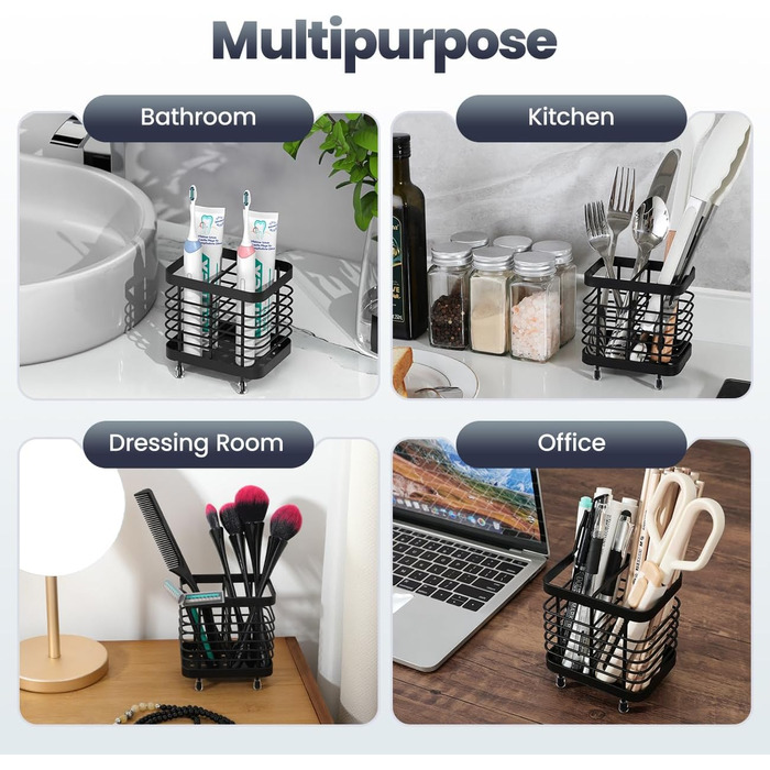 Тримач для зубної щітки Luxspire, тримач для електричної зубної щітки з нержавіючої сталі, настінний тримач для зубної щітки без свердління зі зливними отворами для органайзера для зубної пасти у ванній кімнаті, тримач головки для зубної щітки, чорний