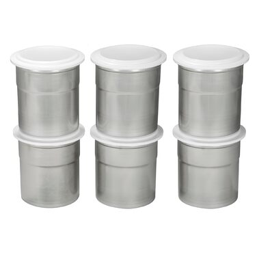 Універсальні склянки для пакотизації Pacojet з кришками, набір з 6 шт. , хромована сталь, нержавіюча сталь