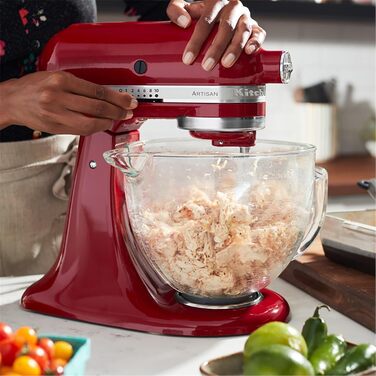 Кухонна машина KitchenAid Artisan з відкидним змішувачем міксер для тіста з 2 чашами та 3 аксесуарами з нержавіючої сталі, 4.8 л, колір Empire Red