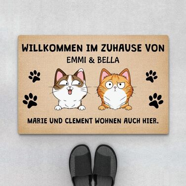 Персоналізований килимок для вітальних дверей, Килимок для дверей з іменем, Килимок для котів, Персоналізований килимок для котів (2 Коти)