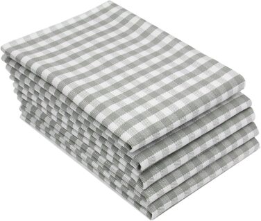 Набір з 5 бавовняних чайних рушників розміром 50x70 см - добре поглинаючі кухонні рушники в сіру клітинку - можна прати при темпер