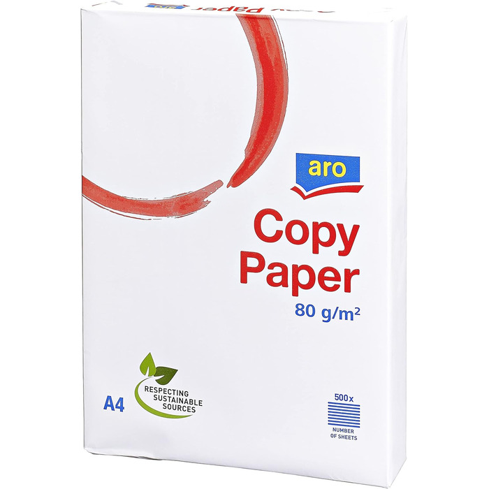 Папір для копіювального паперу aro Універсальний папір - DIN A4-80 г/м - 5 x 500 аркушів - білий, універсальний копіювальний папір для домашнього офісу Лазерний принтер, струменевий принтер, рахунки-фактури, домашній офіс