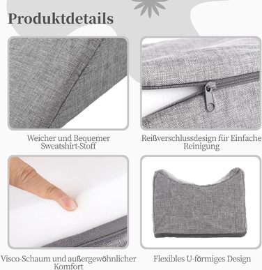 Подушка для підняття ніг Varku, подушка для ніг з піни з ефектом пам&39яті, м&39яка та дихаюча водонепроникна подушка для полегшення болю в ногах, 65 x 20 x 15 см