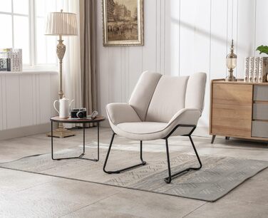 Льняне крісло-гойдалка Chairus для вітальні, балкону, сучасного м&39якого крісла-реклайнера з металевими ніжками (бежевий) Льняний бежевий