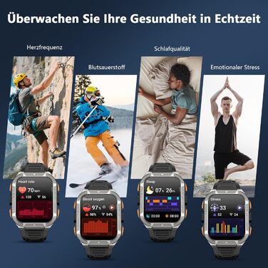 Чоловічий смарт-годинник Blackview з GPS/компасом/Bluetooth дзвінками/світлодіодним підсвічуванням/чатом/перекладачем, спортивний годинник зі 100 спортивними режимами - пульс - сон - кроки - калорії - кілометраж, фітнес-годинник для Android та iOS, GPS - 