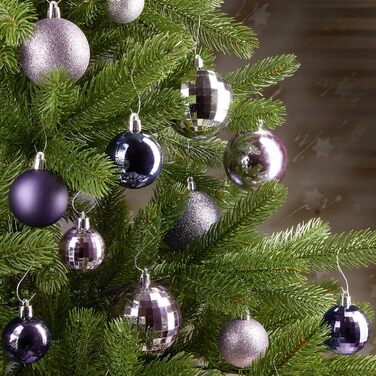 Набір різдвяних кульок 50 предметів фіолетові та срібні BRUBAKER