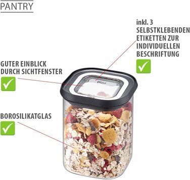 Герметична банка GEFU з кришкою, скляний контейнер для зберігання продуктів, можна брати до посудомийної машини, місткість 900 мл