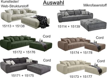 Великий диван XXL Ш306/Г134/В86 см, зручний диван-ліжко з високоякісною пружинною оббивкою, багато подушок, площа лежання 120 см x 240 см, приємний чохол з мікрофібри сірого кольору / 15114