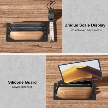 Вертикальна підставка для ноутбука з двома слотами, горіхове дерево. Регульована ширина, сумісна з MacBook та іншими ноутбуками.