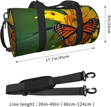 Спортивна сумка для подорожей, з принтом соняшників та метеликів, дорожня сумка на ніч, чорна, універсальний розмір