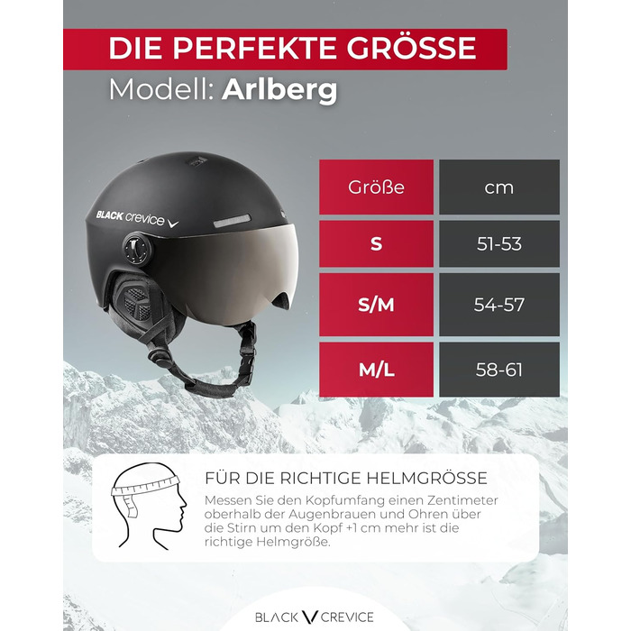 Чорний щілинний лижний шолом Arlberg з 2 козирками, розмір S/M (54-57), чорний