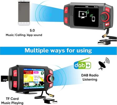 Передавач Bluetooth, автомобільний стереоприймач DAB Адаптер цифрового аудіомовлення FM-передавач Автомобільний комплект Bluetooth без допомоги рук