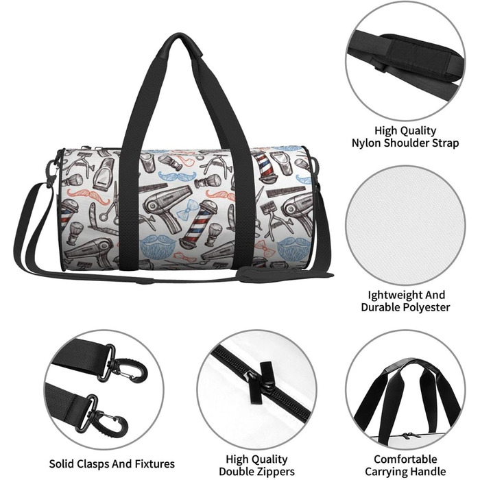 Спортивна сумка-мішок для подорожей, перукарські аксесуари, з принтом, сумка на ніч, чорна, універсальний розмір, дорожня сумка