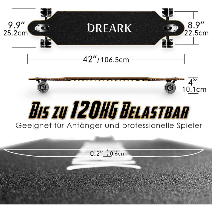 Лонгборд Classic Pro 42" 107 см 8-шаровий клен ABEC-11 PU колеса 70x51 мм T-Tool у комплекті вага до 120 кг для дорослих дівчат хлопчиків початківців drop-through freeride cruiser класний дизайн оригінал 2025