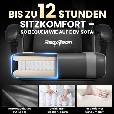Ігрове крісло - Ергономічне ігрове крісло з підставкою для ніг, підголівником та поперековою опорою, регульоване по висоті, м&39яке, вантажопідйомність 150 кг, чорно-сіре