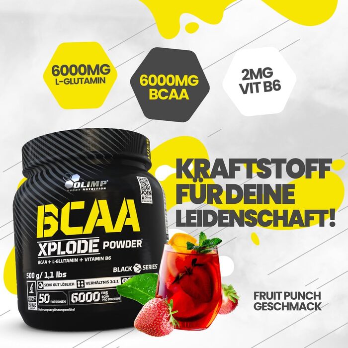 Високоякісні амінокислоти OLIMP BCAA Xplode Powder, фруктовий пунш, 500 г