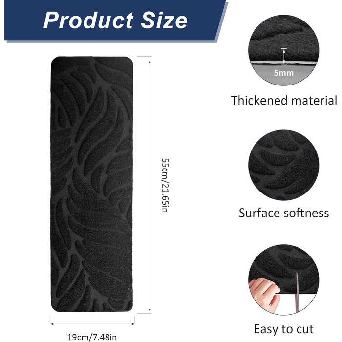 Сходинки для сходів, 15 шт. , протиковзкі, самоклеючі, 55x19 см, багаторазові, ріжучі, захист для сходів у приміщенні для домашніх тварин та дітей - чорні