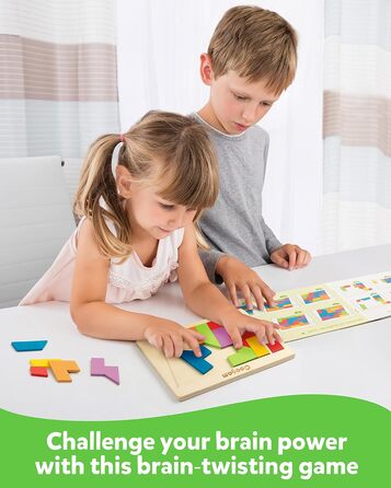 Дерев&39яні блоки-головоломки Геометричні танграми Головоломки Головоломка 3D Логічна гра IQ Барвиста форма Шаблон Монтессорі STEM