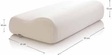 Оригінальна подушка TEMPUR. Ергономічна подушка для шиї з піни з ефектом пам&39яті середньої жорсткості для людей з малою/середньою статурою, сну на боці та спині, з чохлом, який можна прати, дуже велика (61 x 31 x 11,5/8 см), біла. Дуже велика.